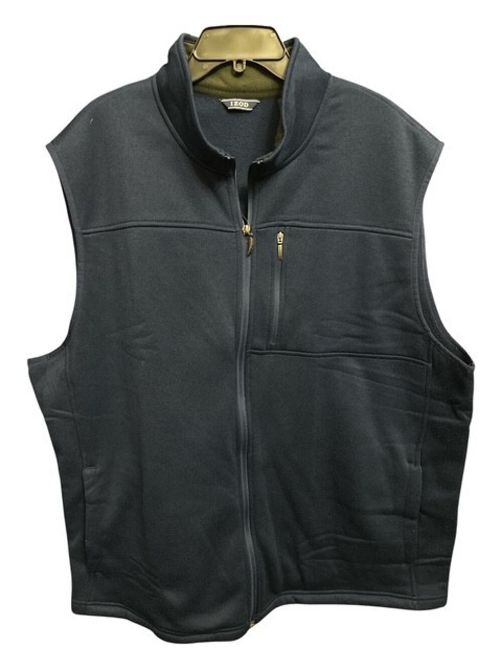 IZOD Mens 2XLT Vest Medieval Blue Lightweight Full Zip Extra Pocket Fleece Lined